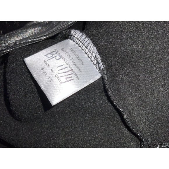 1X Ladies Crop Top Blouse Metallic Textured Zip Detail Long Sleeves Silver Black - Picture 8 of 10